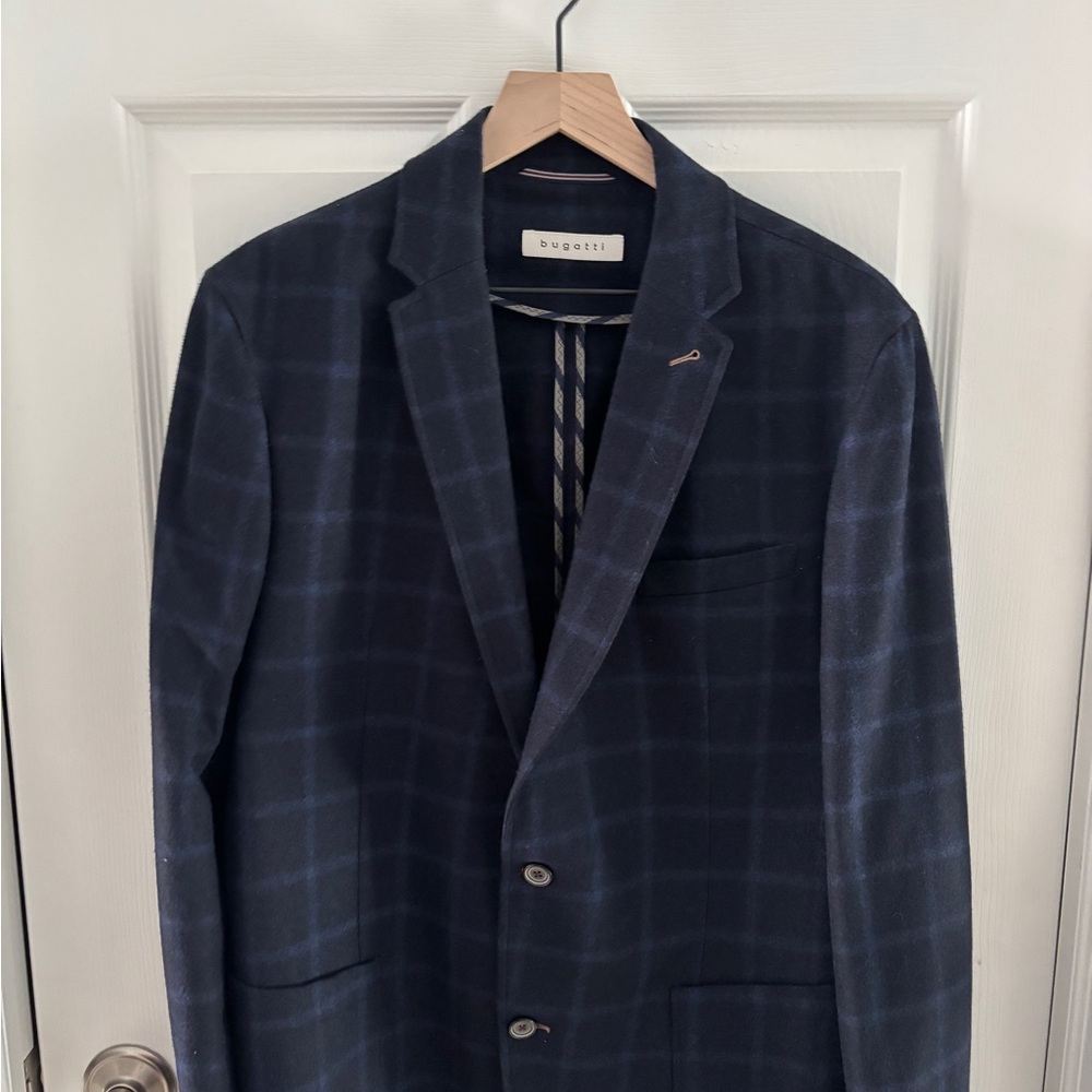 Men's Bugatti Navy Checkered Sports Blazer